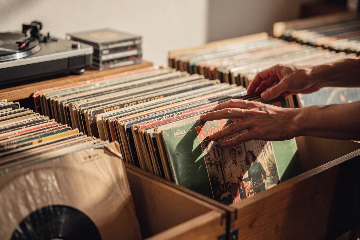 Vintage Wax Records Chalon-sur-Saône, bacs de vinyles, platine et pochettes vintage en boutique de disquaire