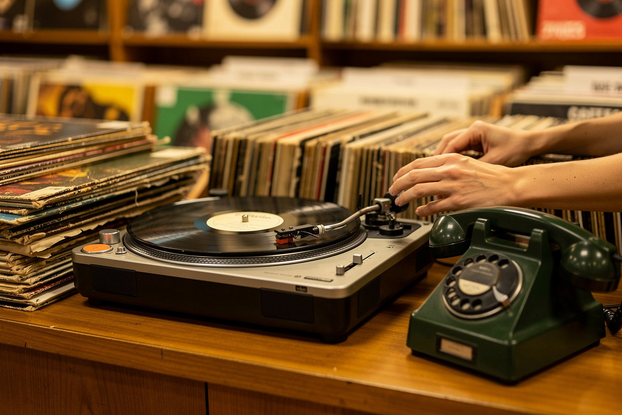 Vintage Wax Records à Chalon-sur-Saône, intérieur de disquaire avec bacs de vinyles d'occasion et pochettes vintage