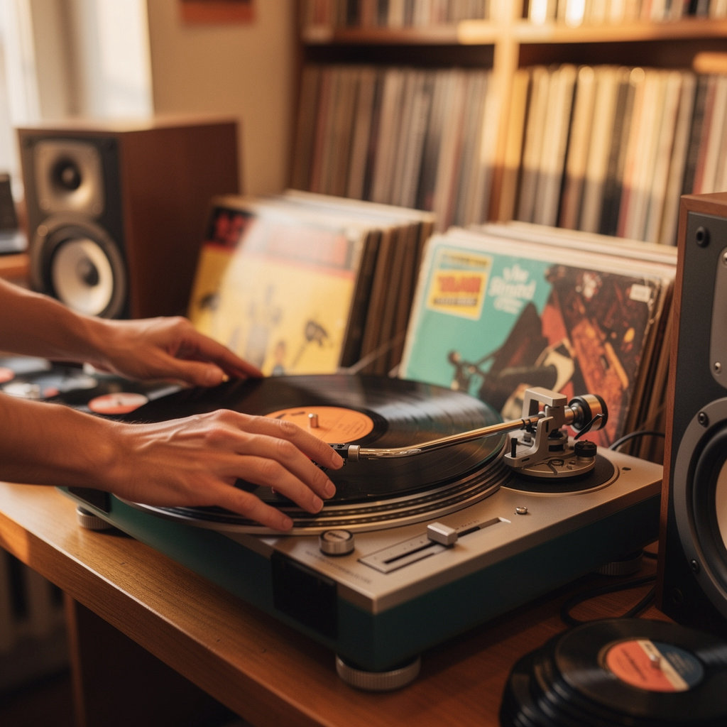 Vintage Wax Records, disquaire à Chalon-sur-Saône avec platine, vinyles et ambiance vintage chaleureuse